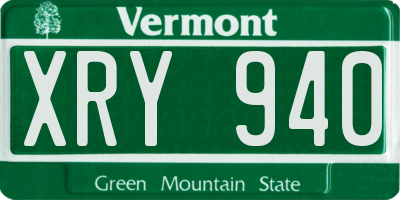 VT license plate XRY940