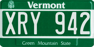 VT license plate XRY942