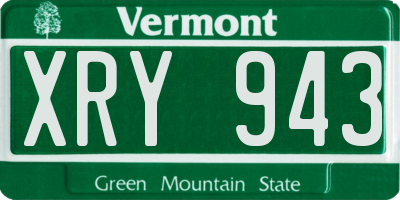 VT license plate XRY943