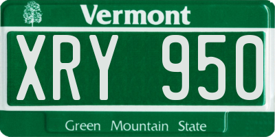 VT license plate XRY950