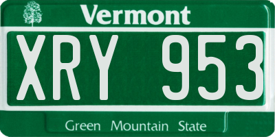 VT license plate XRY953