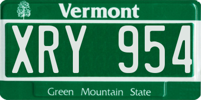 VT license plate XRY954