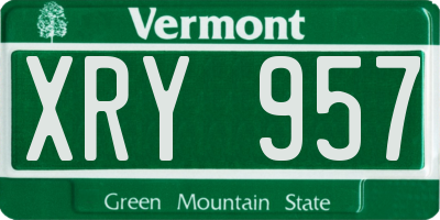 VT license plate XRY957