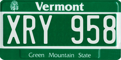 VT license plate XRY958