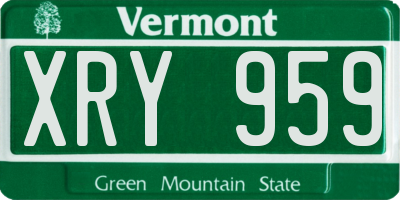 VT license plate XRY959