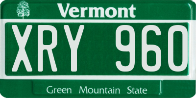 VT license plate XRY960