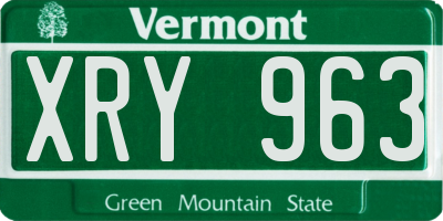 VT license plate XRY963