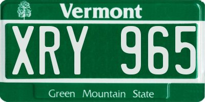 VT license plate XRY965