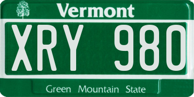 VT license plate XRY980