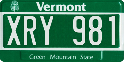 VT license plate XRY981