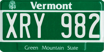 VT license plate XRY982