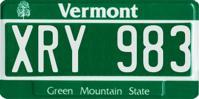VT license plate XRY983