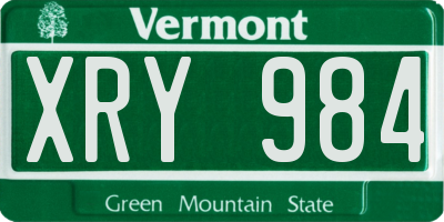 VT license plate XRY984