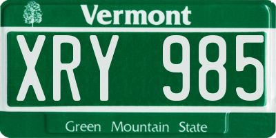 VT license plate XRY985