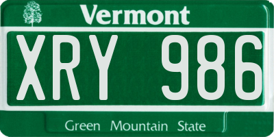 VT license plate XRY986