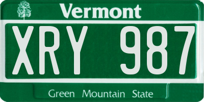 VT license plate XRY987