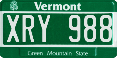 VT license plate XRY988