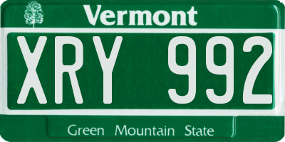 VT license plate XRY992