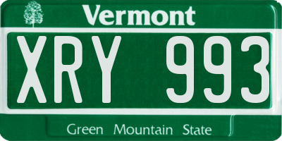VT license plate XRY993