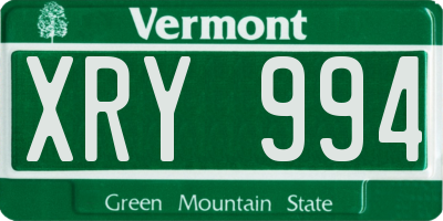 VT license plate XRY994