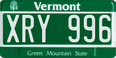 VT license plate XRY996