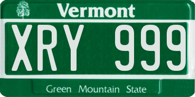 VT license plate XRY999