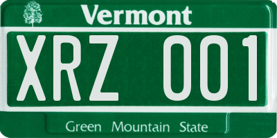 VT license plate XRZ001