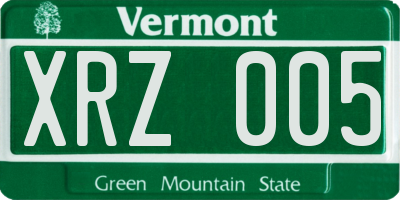 VT license plate XRZ005