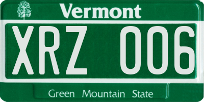 VT license plate XRZ006