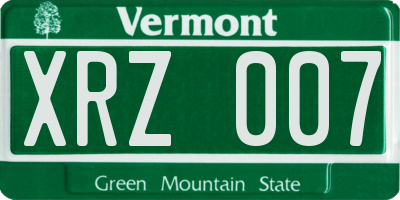 VT license plate XRZ007