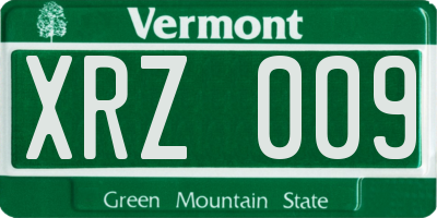 VT license plate XRZ009