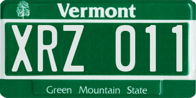 VT license plate XRZ011