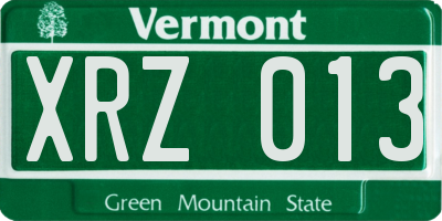 VT license plate XRZ013