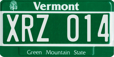 VT license plate XRZ014