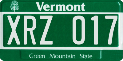 VT license plate XRZ017