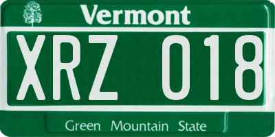 VT license plate XRZ018
