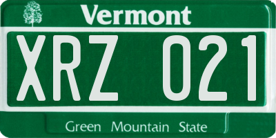 VT license plate XRZ021