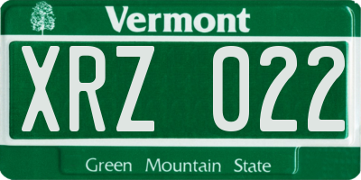 VT license plate XRZ022