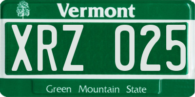 VT license plate XRZ025