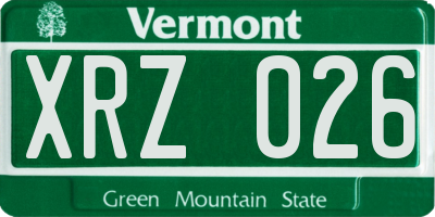 VT license plate XRZ026