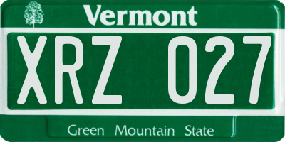 VT license plate XRZ027