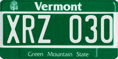 VT license plate XRZ030