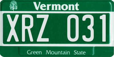 VT license plate XRZ031
