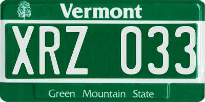 VT license plate XRZ033