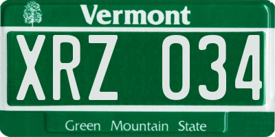 VT license plate XRZ034