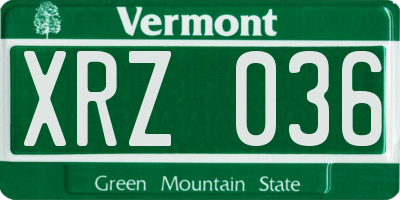 VT license plate XRZ036
