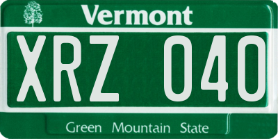VT license plate XRZ040