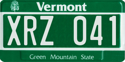 VT license plate XRZ041