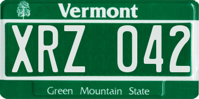 VT license plate XRZ042