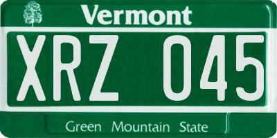 VT license plate XRZ045